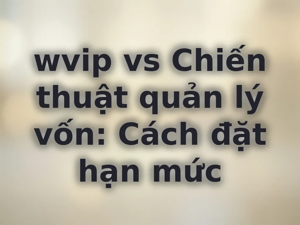 Quản lý vốn tại wvip